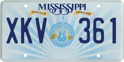 MS license plate XKV361