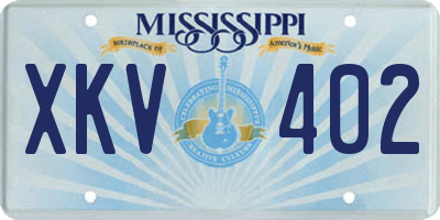 MS license plate XKV402