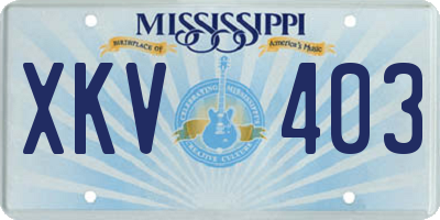 MS license plate XKV403