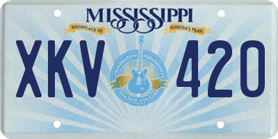 MS license plate XKV420