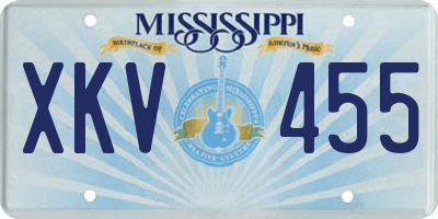 MS license plate XKV455