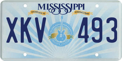 MS license plate XKV493