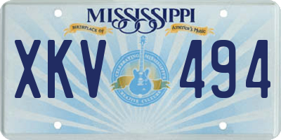 MS license plate XKV494