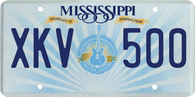 MS license plate XKV500