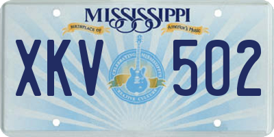 MS license plate XKV502