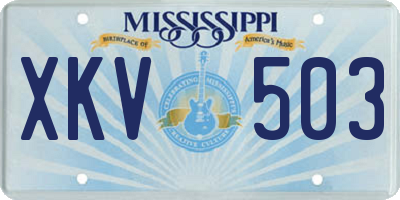 MS license plate XKV503
