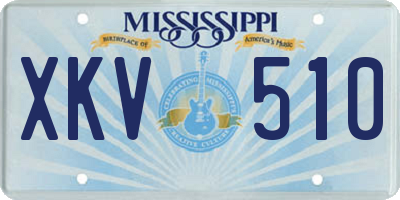 MS license plate XKV510