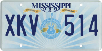 MS license plate XKV514