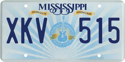 MS license plate XKV515