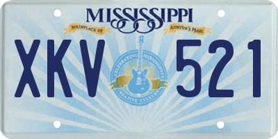 MS license plate XKV521