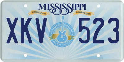 MS license plate XKV523