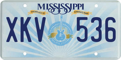 MS license plate XKV536