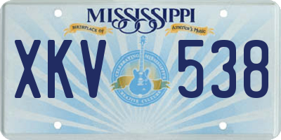 MS license plate XKV538