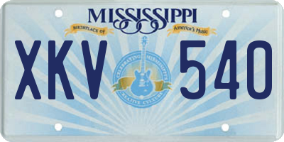 MS license plate XKV540