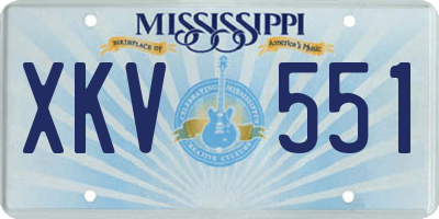 MS license plate XKV551