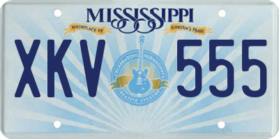 MS license plate XKV555