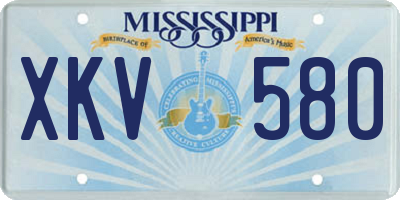 MS license plate XKV580