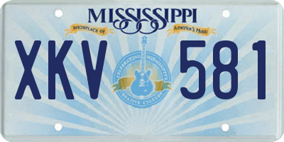 MS license plate XKV581