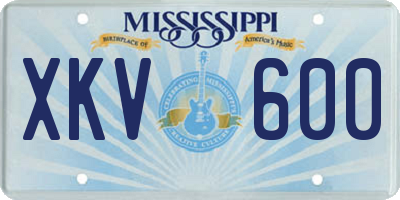 MS license plate XKV600