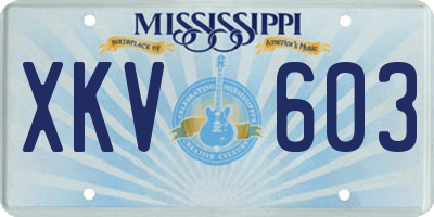 MS license plate XKV603