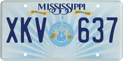 MS license plate XKV637