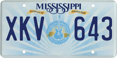 MS license plate XKV643