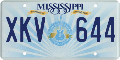 MS license plate XKV644