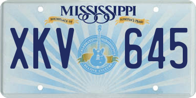 MS license plate XKV645