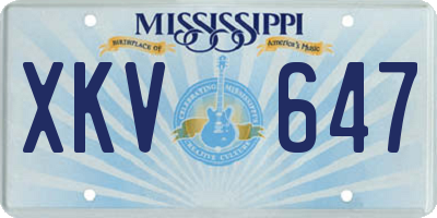 MS license plate XKV647