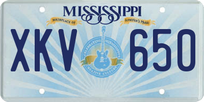 MS license plate XKV650