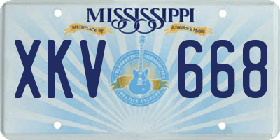 MS license plate XKV668