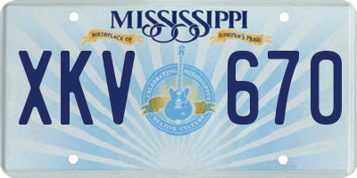 MS license plate XKV670