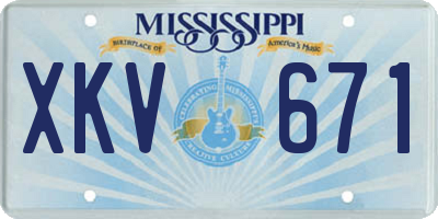 MS license plate XKV671