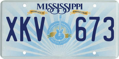 MS license plate XKV673