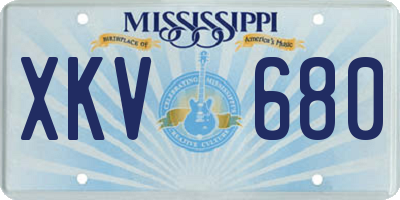 MS license plate XKV680