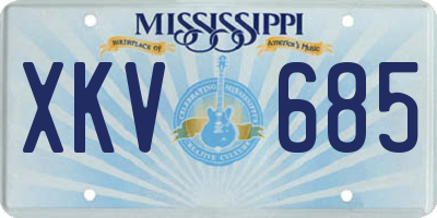 MS license plate XKV685