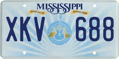 MS license plate XKV688