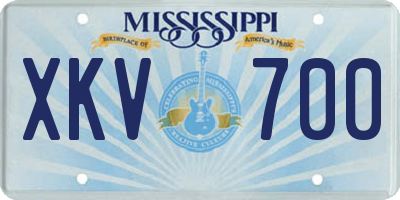 MS license plate XKV700
