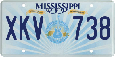 MS license plate XKV738