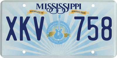 MS license plate XKV758