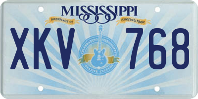 MS license plate XKV768