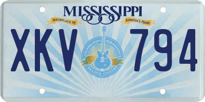MS license plate XKV794
