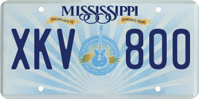 MS license plate XKV800