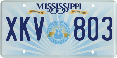 MS license plate XKV803