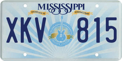 MS license plate XKV815
