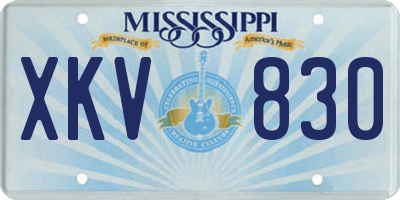 MS license plate XKV830