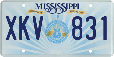 MS license plate XKV831