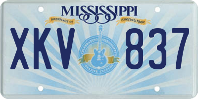 MS license plate XKV837