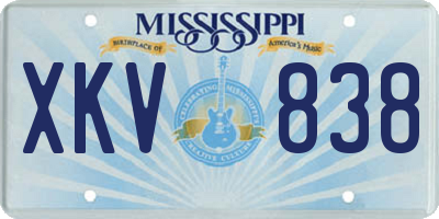 MS license plate XKV838