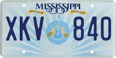 MS license plate XKV840